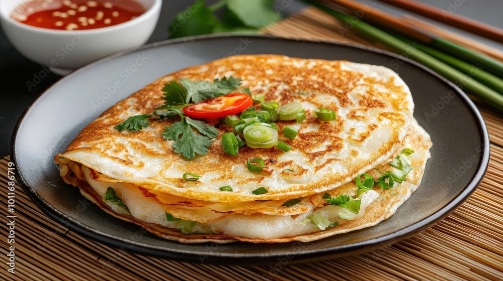 Crispy savory pancake with green onions Crispy savory pancake with green onions