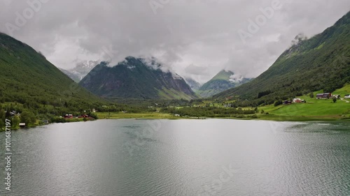 Aerial view of Dalavatnet lake in Norway photo