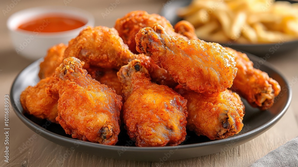 Crispy fried chicken wings on a plate Crispy fried chicken wings on a plate