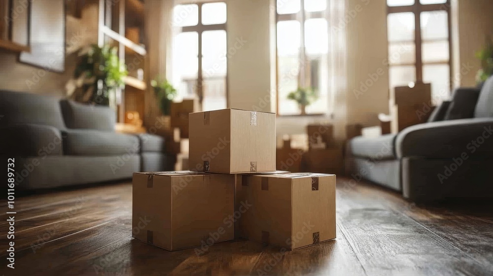 Obraz premium Professional Movers Packing Boxes, Generative AI