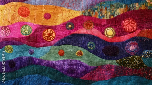 Handcrafted textile art from South Asia, no one present, with space for text or design elements.