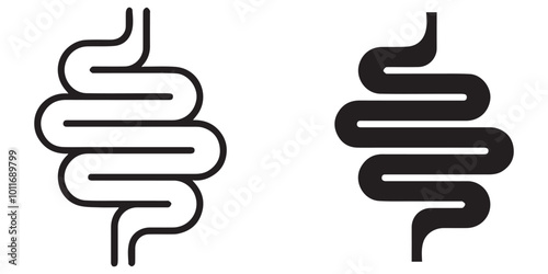 Intestine icon. Healthy gut. Digestive Signs.  Human anatomy, intestines or intestinal tract. Intestinal colonoscopy symbol.