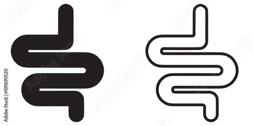 Intestine icon. Healthy gut. Digestive Signs.  Human anatomy, intestines or intestinal tract. Intestinal colonoscopy symbol.