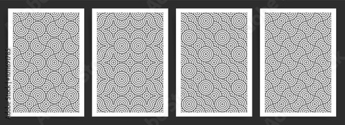Bold Monochrome Asian Pattern Cover Set. Geometric Templates For Brochures, Posters, Catalog, Mags, Fliers with Simple and Minimal Design.