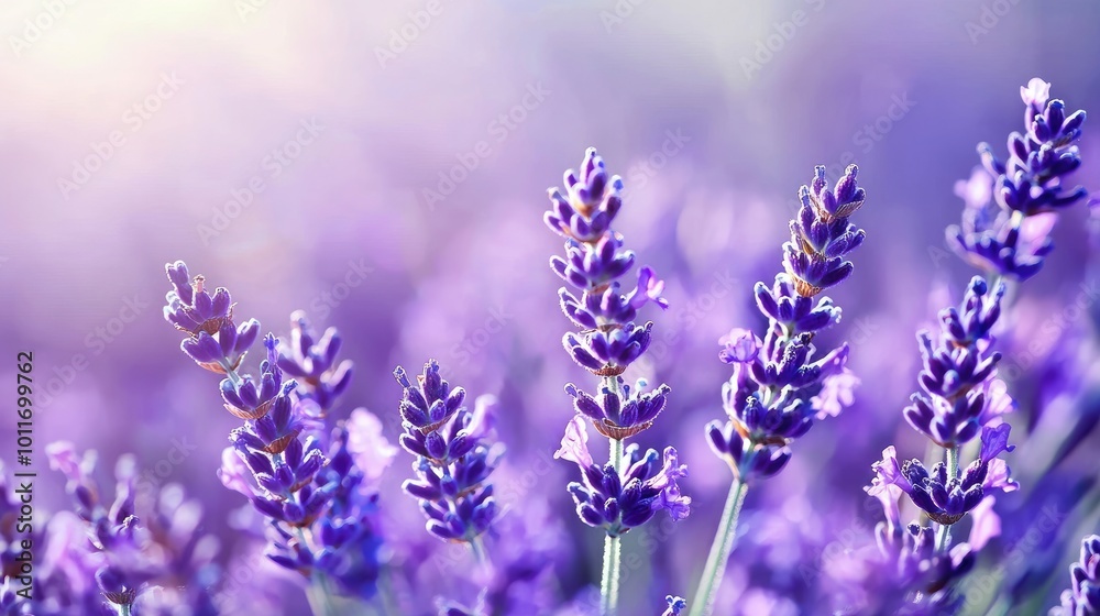 Obraz premium Close-Up of Beautiful Lavender Flowers in Soft Light