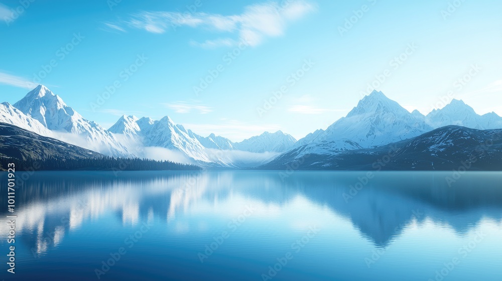 Stunning Mountain Lake Panorama View Stunning Mountain Lake Panorama View