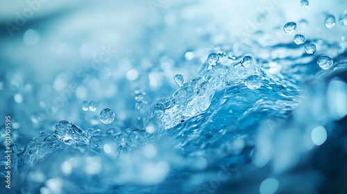 A close-up of water molecules in motion, representing the energy and life within water, water molecules, science of water