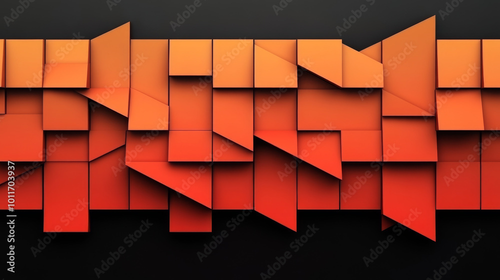 Obraz premium Abstract geometric background with orange and red squares.