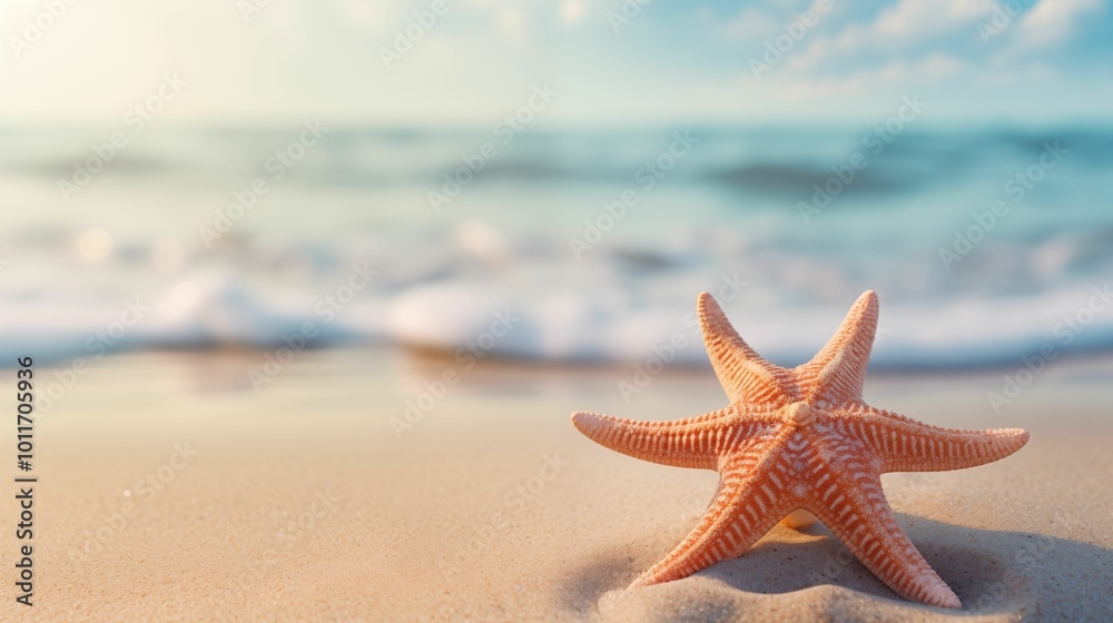 Image on a sandy beach with starfush. Image on a sandy beach with starfush.