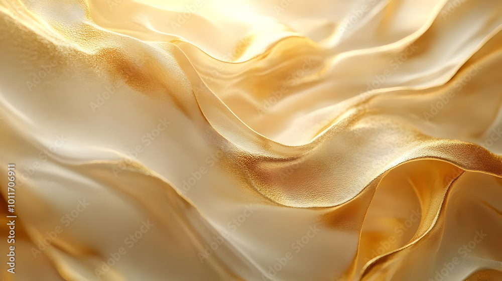 Fototapeta premium Abstract Golden Fabric Waves Background