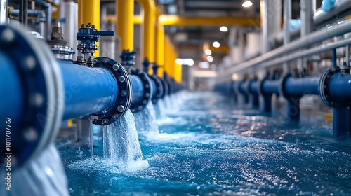 The energy of water harnessed in a modern desalination plant, providing fresh water from the sea, desalination plant, water technology photo