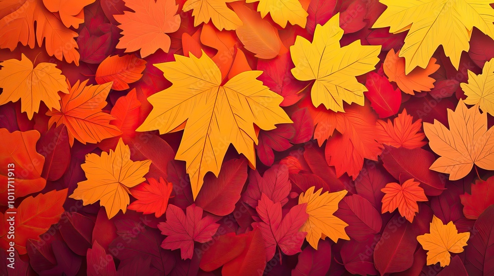 Vibrant yellow maple leaves on a sunny autumn day A beautiful natural backdrop showcasing the rich orange and red hues of the fall season Vibrant yellow maple leaves on a sunny autumn day A beautiful natural backdrop showcasing the rich orange and red hues of the fall season