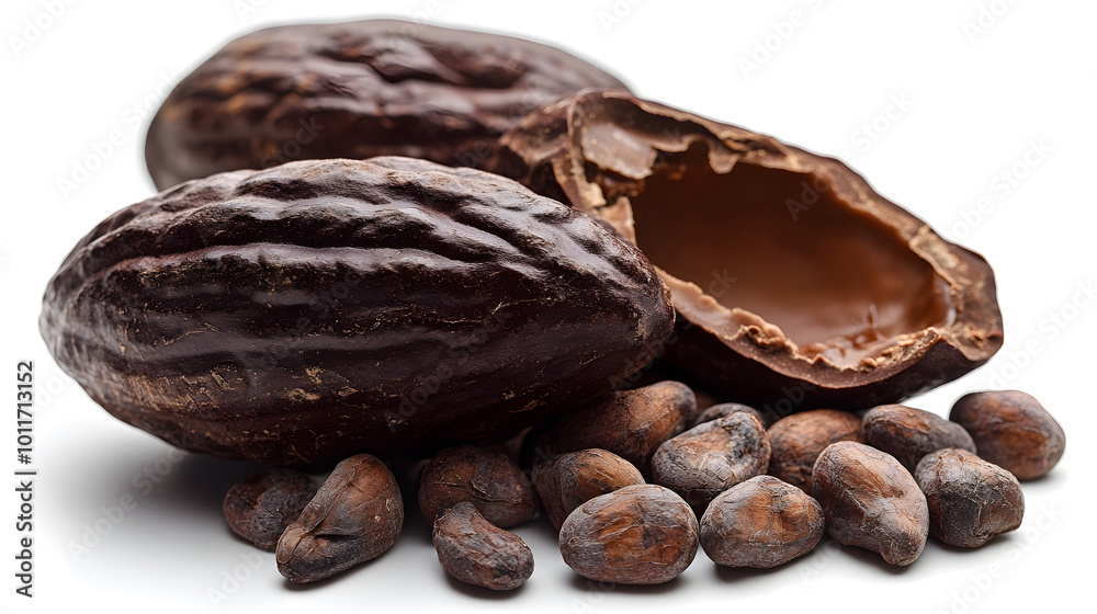 Roasted Cacao Beans and Pods in Close-up Shot - Organic,Natural Cocoa Beans and Pods for Gourmet Chocolate Production,Baking and Healthy Snacking Roasted Cacao Beans and Pods in Close-up Shot - Organic,Natural Cocoa Beans and Pods for Gourmet Chocolate Production,Baking and Healthy Snacking