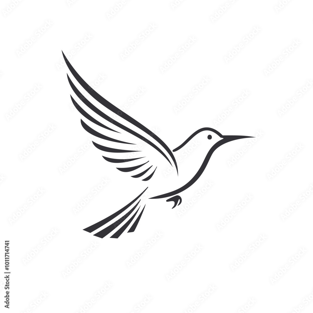 Monochrome bird logo icon in a minimalist style Monochrome bird logo icon in a minimalist style