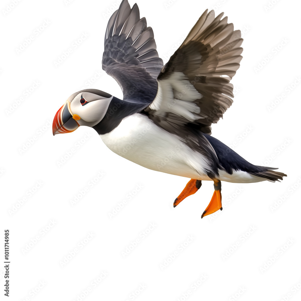 Fototapeta premium A puffin isolated on transparent PNG.