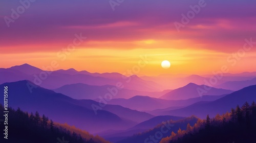 Sunset Over Mountains