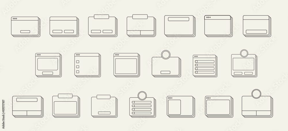 Set of Line Art Retro Ui Frame Text Box Vector Illustration. Retro Desktop Windows, Message Boxes, and User Interface Pop-up Elements for Web and App Design Set of Line Art Retro Ui Frame Text Box Vector Illustration. Retro Desktop Windows, Message Boxes, and User Interface Pop-up Elements for Web and App Design