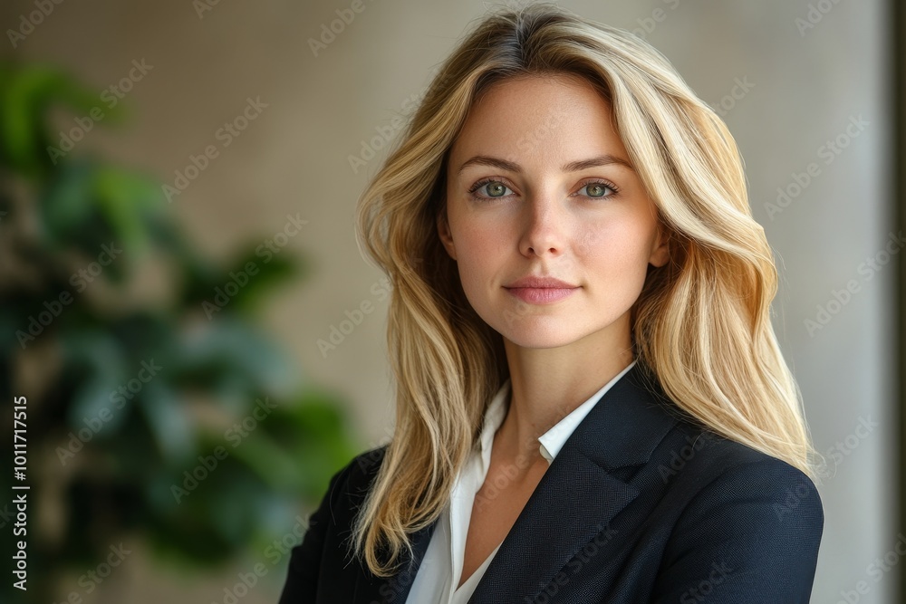 Classy distinguished blonde business woman professional executive attorney in a modern suit, Generative AI Classy distinguished blonde business woman professional executive attorney in a modern suit, Generative AI