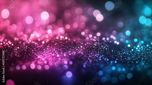 Abstract Glitter Background with Blue Pink Bokeh in Blurred Effect