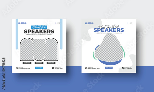 Meet the speaker's social media post template, business meetup social media post template