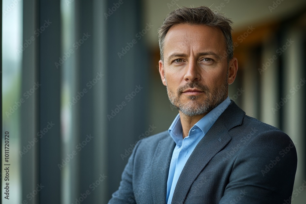 Portrait of business man in office building, Generative AI Portrait of business man in office building, Generative AI