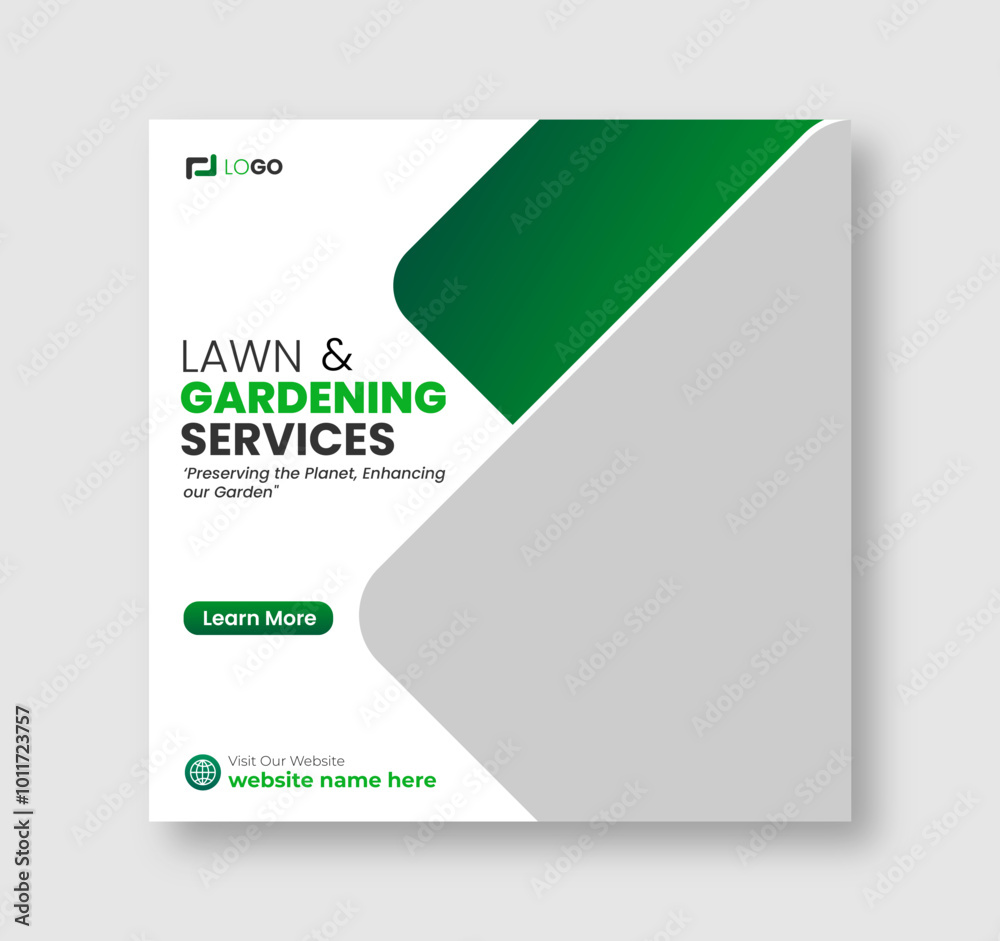 Lawn and gardening or landscaping service social media post and web banner template Lawn and gardening or landscaping service social media post and web banner template
