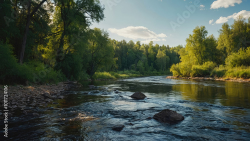 landscape with river and trees