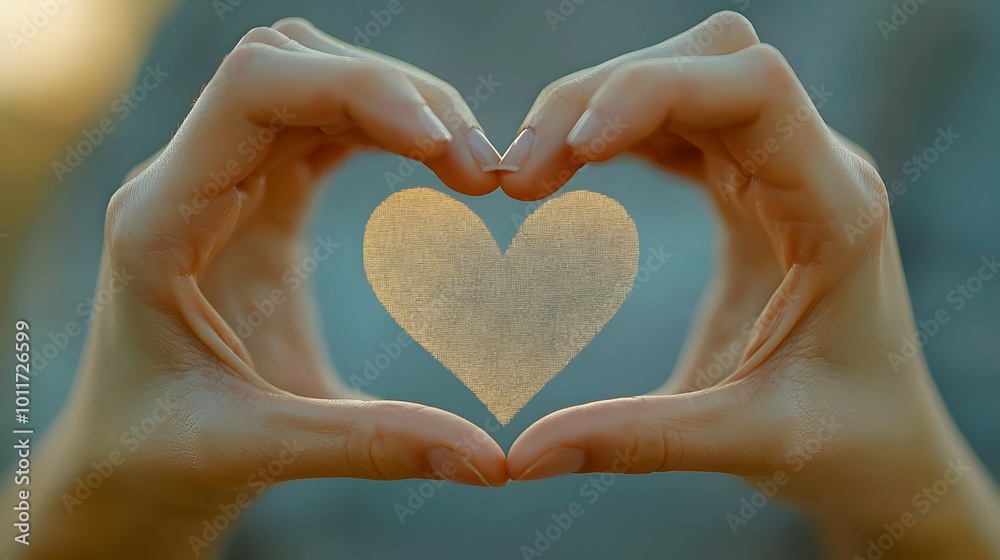 Hands Creating Heart Symbol in Soft Light Hands Creating Heart Symbol in Soft Light