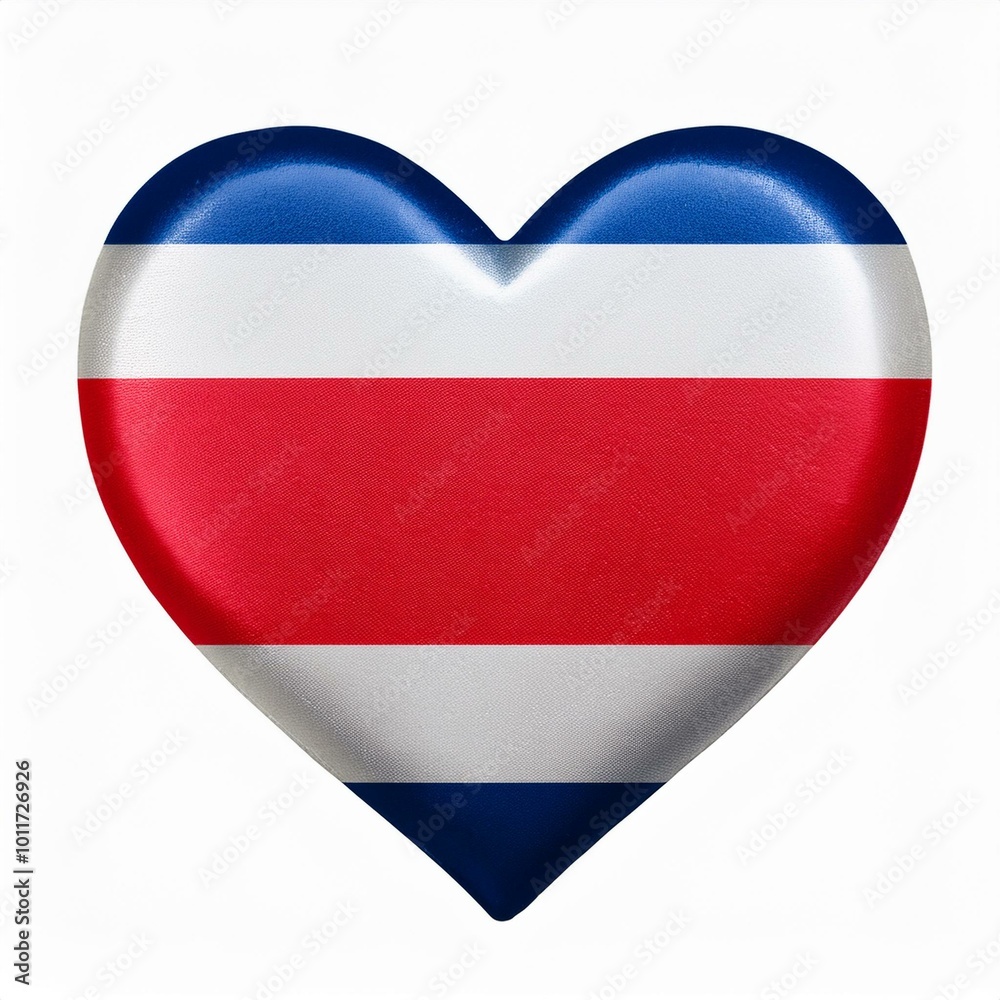 Fototapeta premium コスタリカの国旗のハート(Heart of Costa Rica flag on white.) 