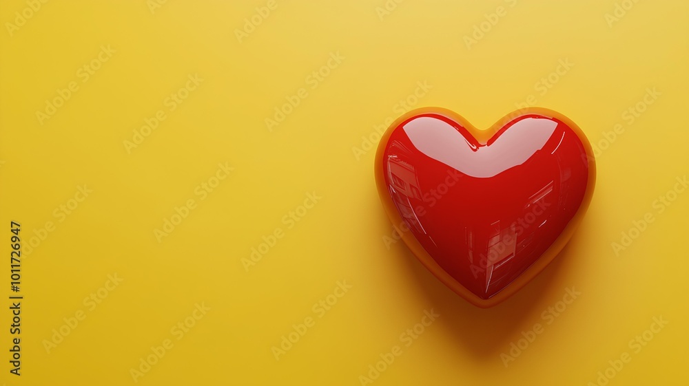 red heart on yellow background