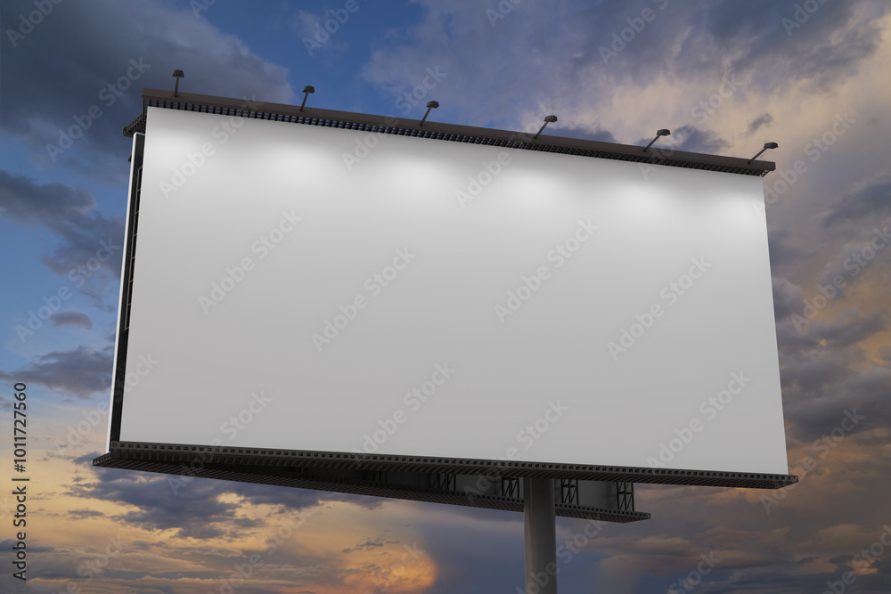 Mockup of a outdoor billboard against the evening sky Mockup of a outdoor billboard against the evening sky