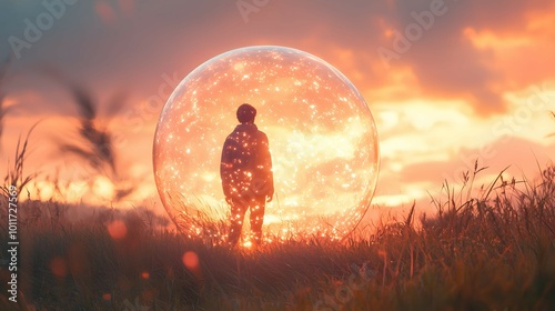 Light Rays Create Protective Bubble Around Person