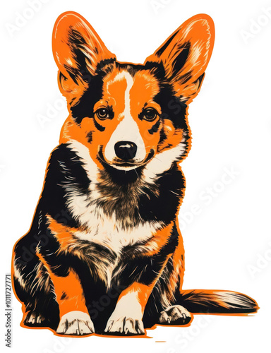 PNG Welsh Corgi dog painting animal mammal. photo