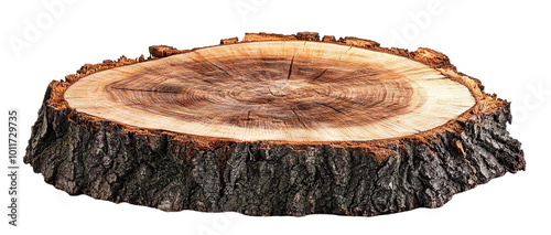 Tree stump with detailed rings, isolated on transparent cutout background photo