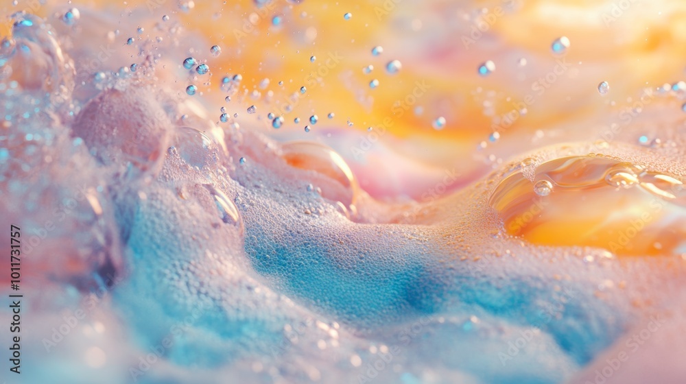Bath Foam Bubbles in Water Creating Soapy Texture with Light Reflections Bath Foam Bubbles in Water Creating Soapy Texture with Light Reflections