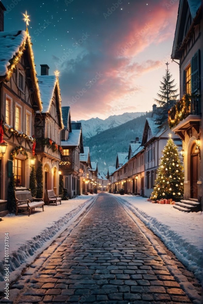 Naklejka premium Merry christmas and happy new year vertical background christmas background Ultra realistic Photorealistic picturesque scenery