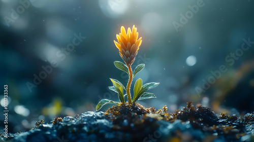 A Single Flower Growing Through the Earth Illustration