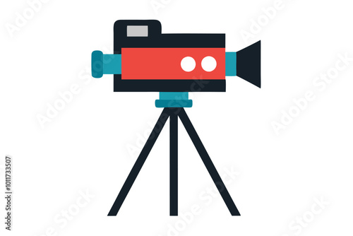 The video camera on a tripod vector illustration isolated on a white background