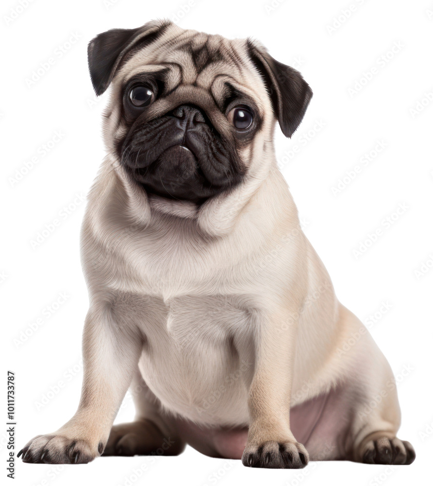 PNG Pug sitting and looking at the camera pug mammal animal. PNG Pug sitting and looking at the camera pug mammal animal.