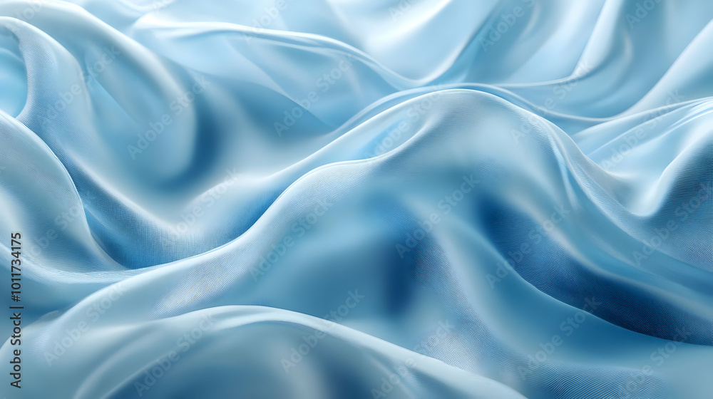 Abstract Blue Fabric Waves Background