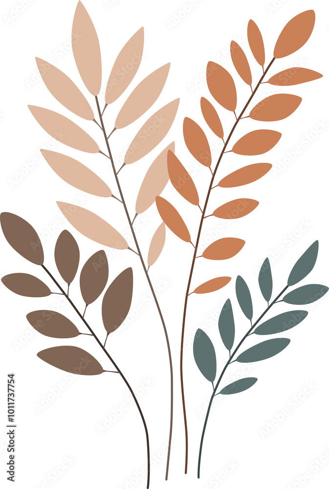 Fototapeta premium Autumn Foliage Vector Art with Neutral Colors