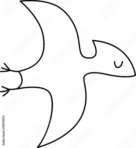 Vector black and white pterodactyl icon. Cute dinosaur with wings illustration for kids. Funny line dino clipart for children isolated on white background. Cartoon prehistoric coloring page