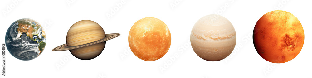Fototapeta premium Celestial body collection sun planet on white background