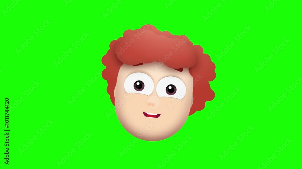 Animated colorful funny boy face emoji background