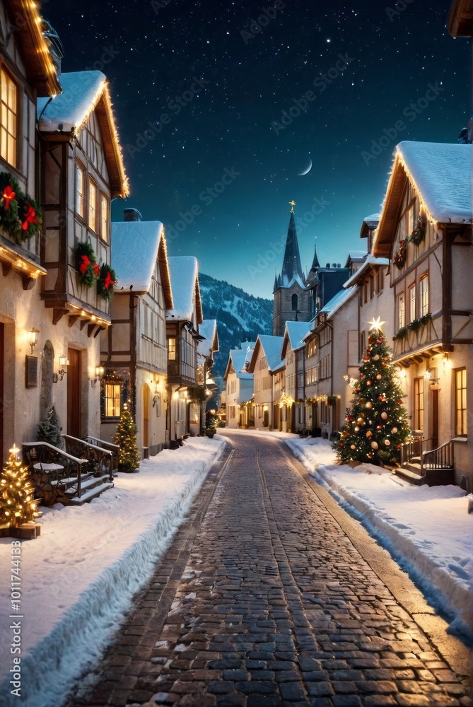 Fototapeta premium Merry christmas and happy new year christmas background Ultra realistic Photorealistic picturesque scenery