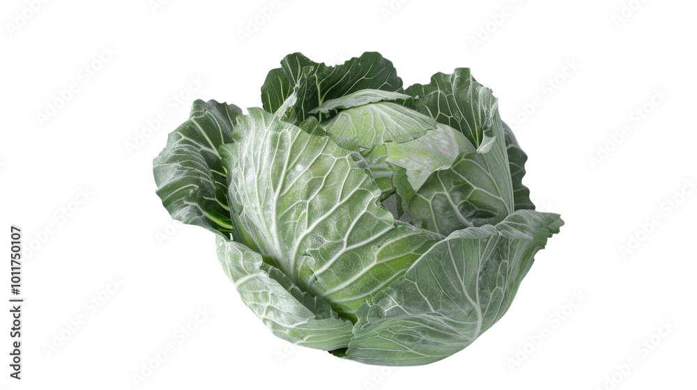 Obraz premium Fresh Green Cabbage Isolated on White Background Perfect for Healthy Eating and Organic Food Concepts