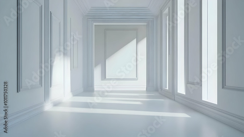 White Minimalist Hallway 3D Illustration