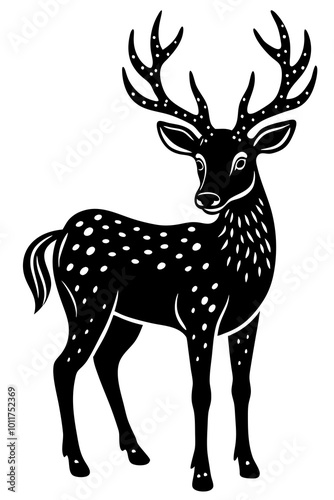 deer silhouette vector with white background