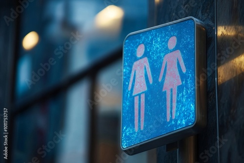 Genderless Public Restroom Sign, Generative AI photo