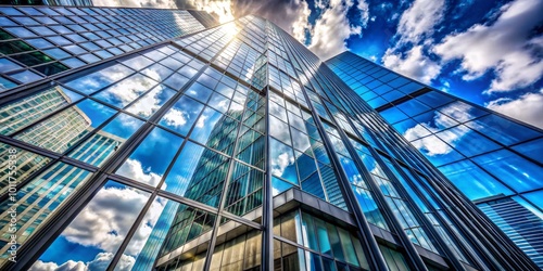 Sky Reflection in Modern Glass Building, Skyscraper, Architecture, Urban Landscape, Cityscape